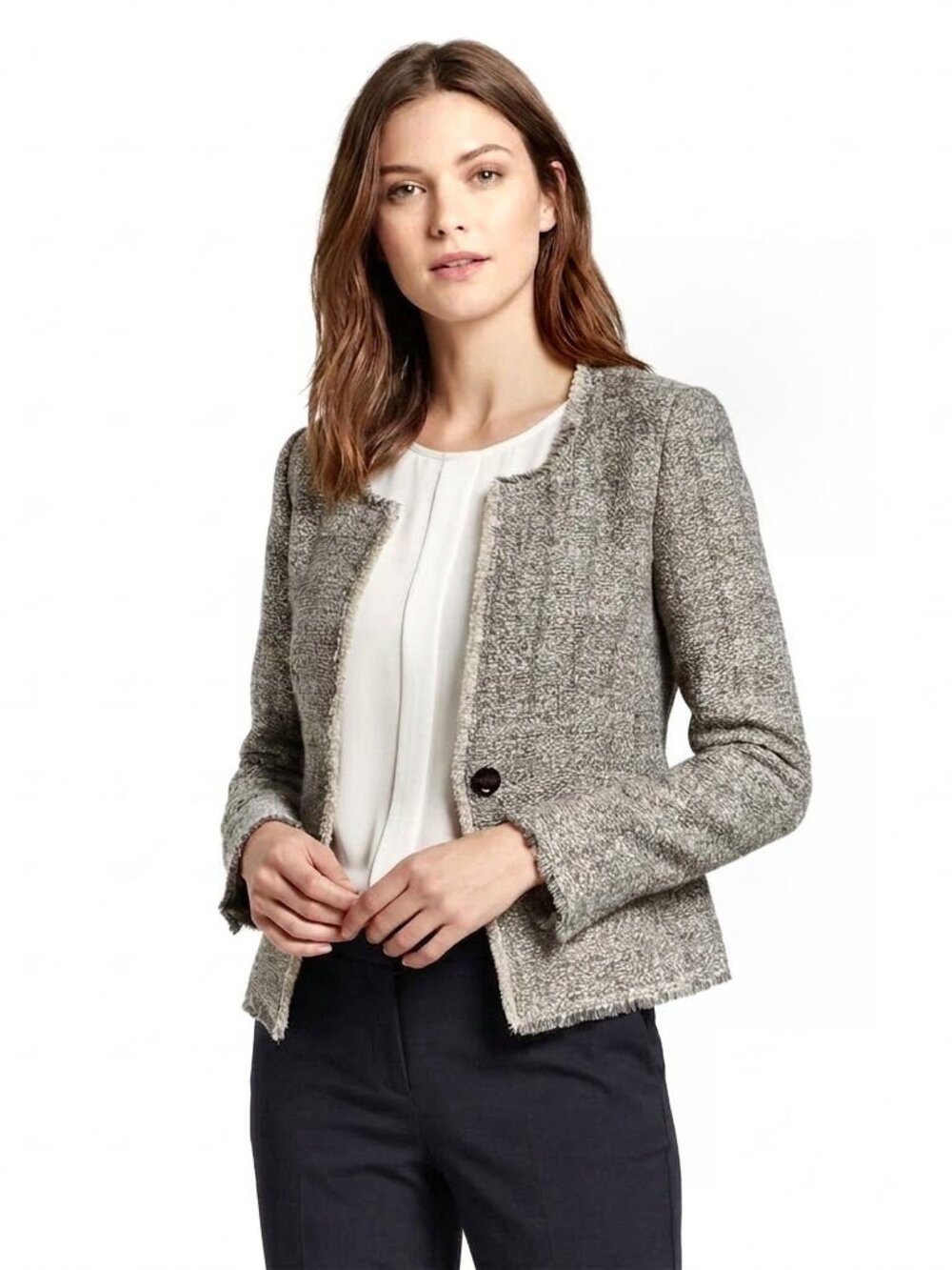 Isabel Marant Etoile Grey and Ecru Tweed Woolen Jacket, Womens Size 36